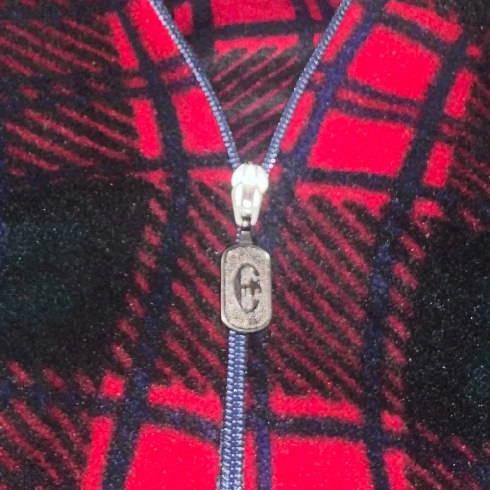 Conte of Florence Vintage Soft Red/Black Buffalo Plaid 1/4 Zip Pullover Fleece